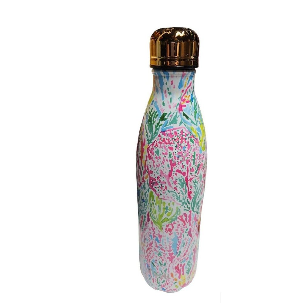 Lilly Pulitzer Water Bottle Pink Resort Floral Thermos Metal 17 Oz